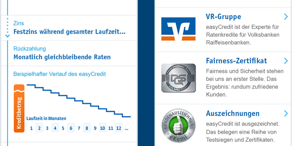 Mobile Site easyCredit, Bild 2 von 3