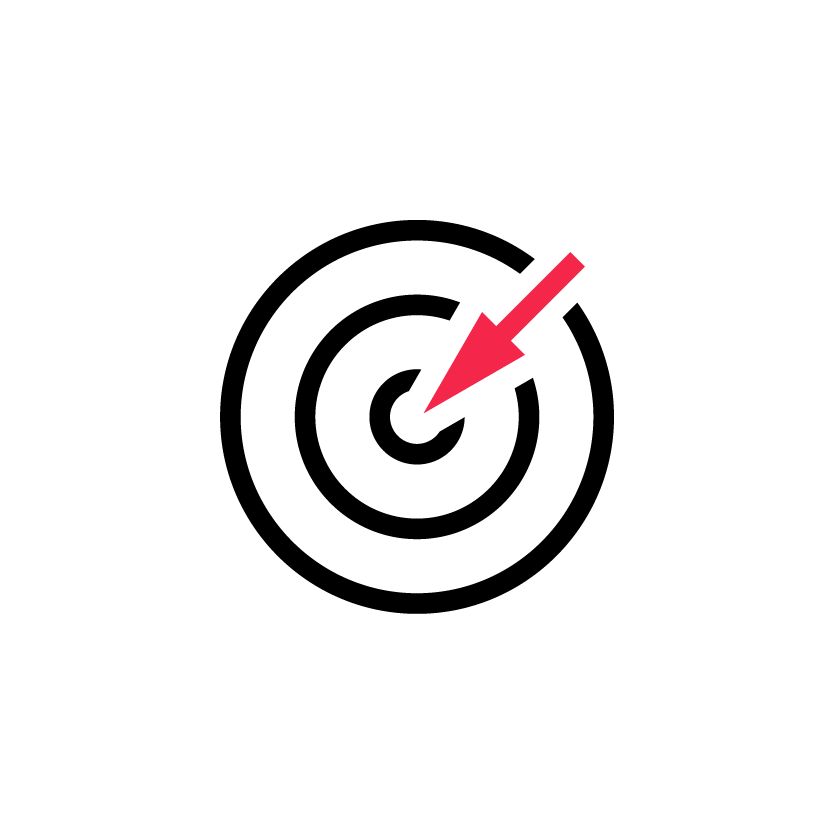Icon einer Zielscheibe mit einem Pfeil in der Mitte